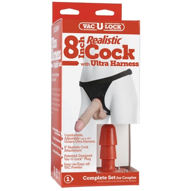 Vac-U-Lock Set 8 Inch Realistic Cock with Ultra Harness second