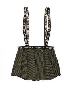 Vibes Boss Bitch Suspender Skirt Black Gold M/L main