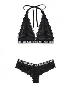 Vibes Not Your Bitch Bralette & Cheeky Panty Black M/L main