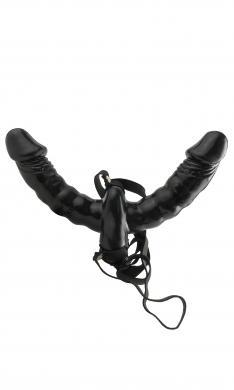 Vibrating Double Delight Strap On 6"- Black main