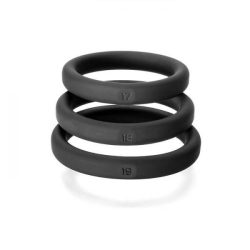 Xact-Fit Cockring 3 Ring Kit M/L Black Silicone main