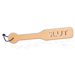 32Cm Zelkova Wood Paddle W/ Impression Slut Whips