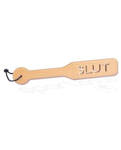 32Cm Zelkova Wood Paddle W/ Impression Slut Whips