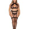 3Pc Hosiery Bodystocking Set Black Q/S - Image 3