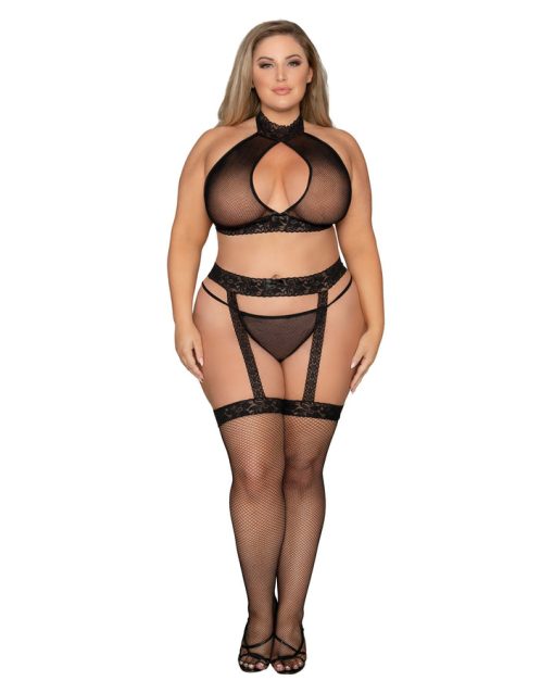 3Pc Hosiery Bodystocking Set Black Q/S - Image 3