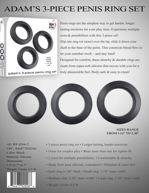 Adam & Eve Adams 3 Pc Penis Ring Set - Image 4