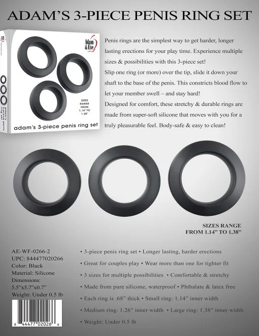 Adam & Eve Adams 3 Pc Penis Ring Set - Image 4