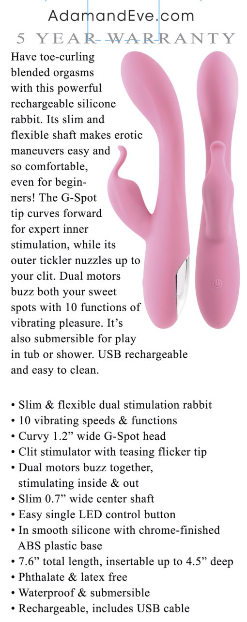 Adam & Eve Eves Rechargeable Slimline Rabbit Rechargeable Vibrators 3