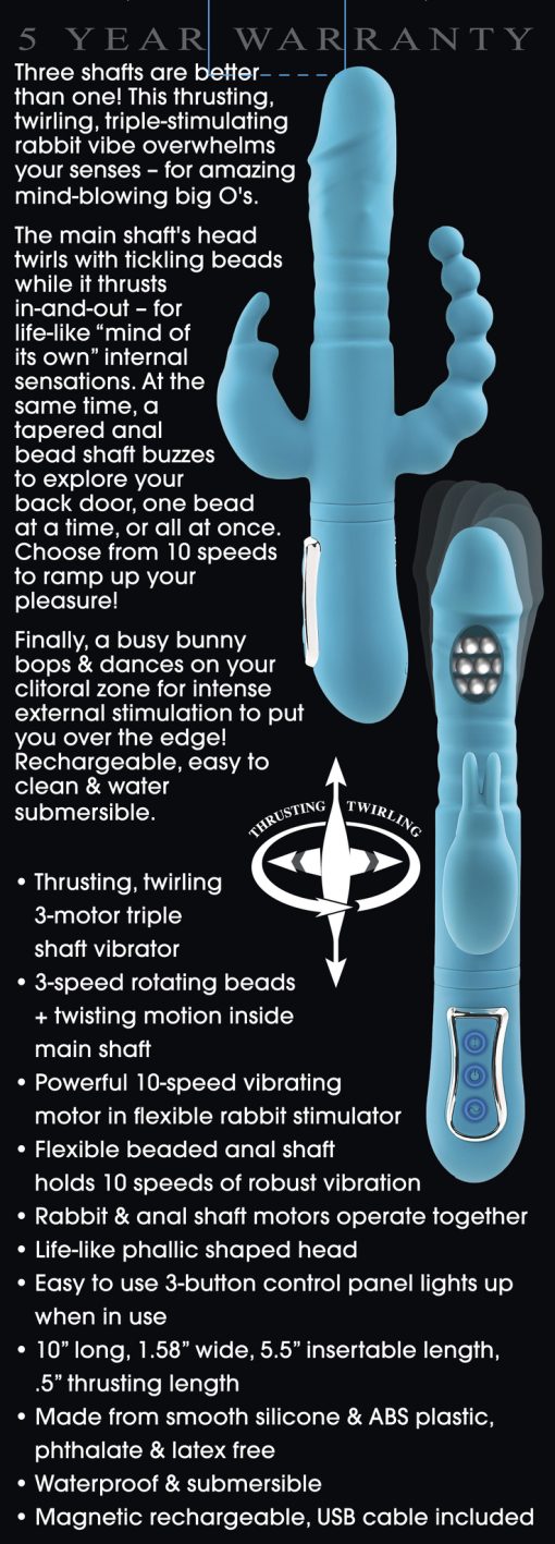 Adam & Eve Eves Thrusting Triple Joy Rabbit Rechargeable Vibrators 3