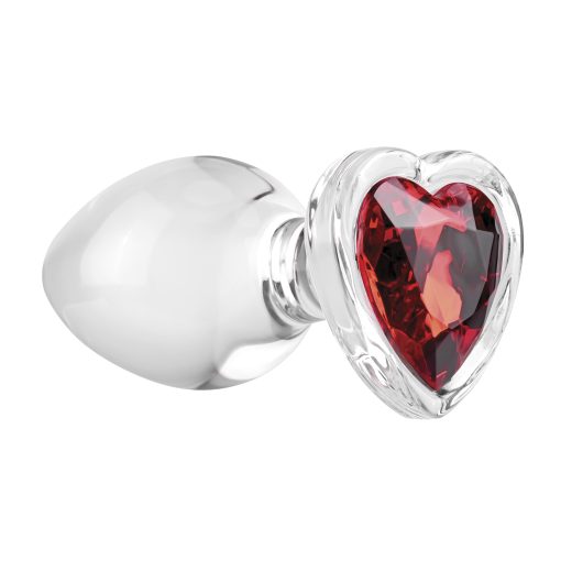 Adam & eve red heart gem glass plug large 1