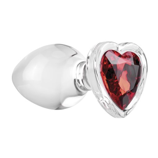 Adam & Eve Red Heart Gem Glass Plug Large 1