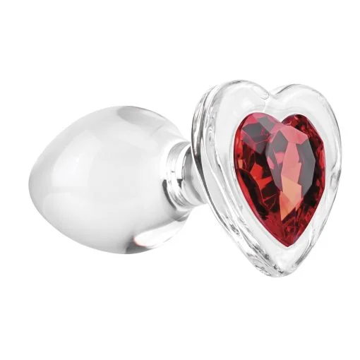 Adam & Eve Red Heart Gem Glass Plug Medium Small & Medium Butt Plugs 3