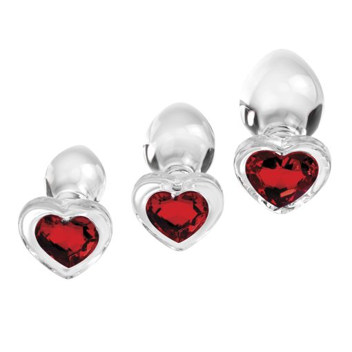 Adam & Eve Red Heart Gem Glass Plug Set - Image 4