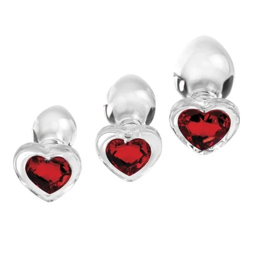 Adam & Eve Red Heart Gem Glass Plug Set - Image 4