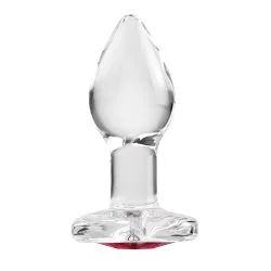 Adam & Eve Red Heart Gem Glass Plug Small Small & Medium Butt Plugs Main Image