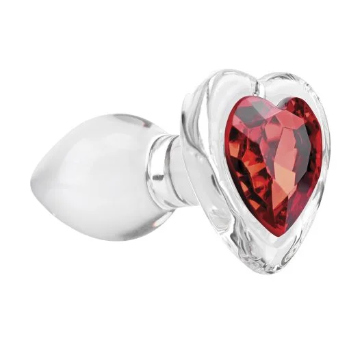 Adam & Eve Red Heart Gem Glass Plug Small 2