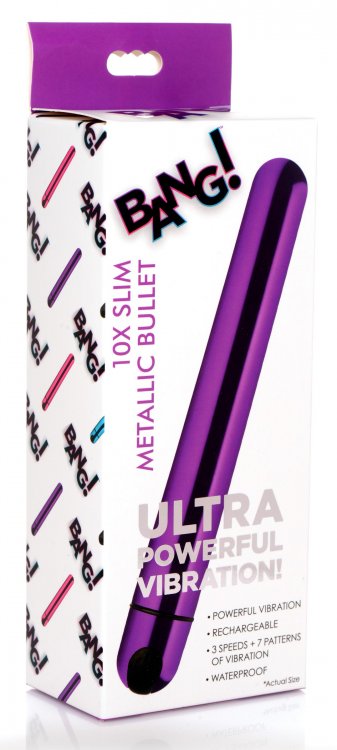 Bang! 10x slim metallic bullet purple rechargeable vibrators main image