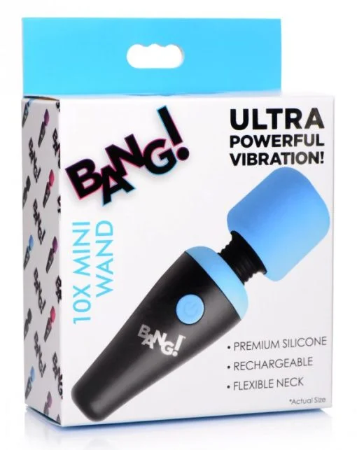 Bang! 10X Vibrating Mini Wand Blue Body Massagers Main Image