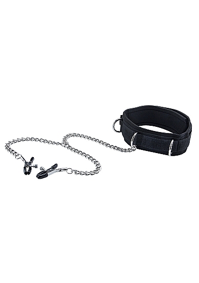 Black & white collar w/ nipple clamps 2