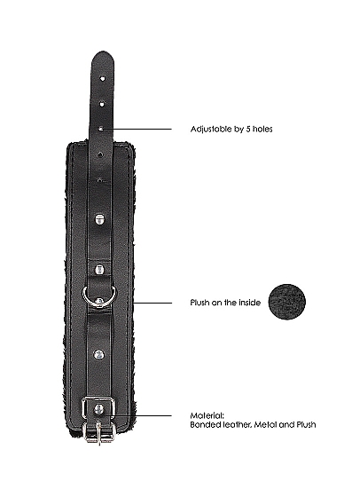 Black & white hand cuffs w/ straps bonded leather 2