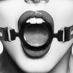 Black & White Silicone Ring Gag W/ Adjustable Straps Gags & Muzzles Main Image