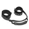 Bonded Leather Hand Cuffs W/ Handle W/ Adjustable Straps - Image 4