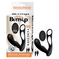 Butts Up Prostate Massager W/ Scrotum & Cock Ring Black Prostate Massagers Main Image