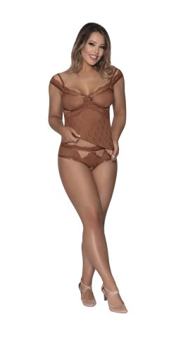 Caramel Kiss Cami & Split Crotch Boy Short Caramel 2Xl Naughty Role Play Main Image