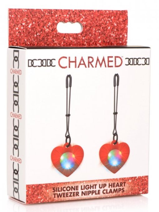 Charmed light up heart tweezer nipple clamps 2