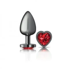 Cheeky Charms Heart Deep Red Large Gunmetal Butt Plug Huge Butt Plugs Main Image