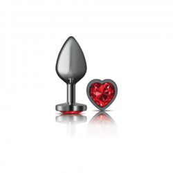 Cheeky Charms Heart Deep Red Medium Gunmetal Butt Plug Small & Medium Butt Plugs Main Image