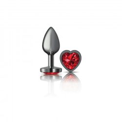 Cheeky Charms Heart Deep Red Small Gunmetal Butt Plug Small & Medium Butt Plugs Main Image