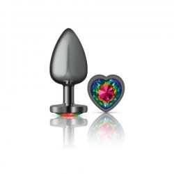 Cheeky Charms Heart Rainbow Large Gunmetal Butt Plug Prostate Massagers Main Image