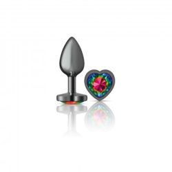 Cheeky Charms Heart Rainbow Small Gunmetal Butt Plug Small & Medium Butt Plugs Main Image