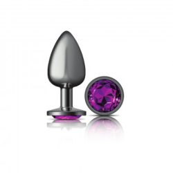 Cheeky Charms Round Purple Large Gunmetal Butt Plug Huge Butt Plugs Main Image