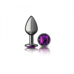 Cheeky Charms Round Purple Medium Gunmetal Butt Plug Butt Plugs Main Image