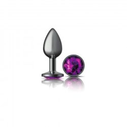 Cheeky Charms Round Purple Small Gunmetal Butt Plug Butt Plugs Main Image