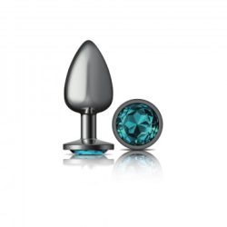 Cheeky Charms Round Teal Large Gunmetal Butt Plug Anal Probes Main Image