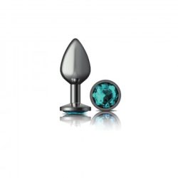 Cheeky Charms Round Teal Medium Gunmetal Butt Plug Butt Plugs Main Image