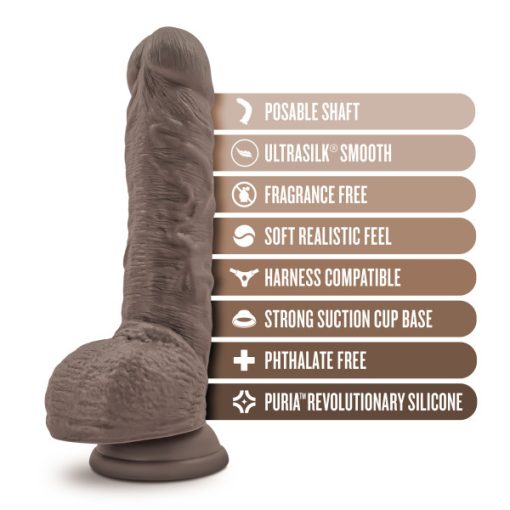 Dr Skin Dr Mason 9In Dildo W/ Suction Chocolate Large Dildos 3