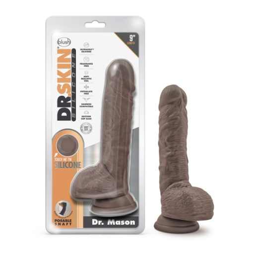 Dr Skin Dr Mason 9In Dildo W/ Suction Chocolate Large Dildos Main Image