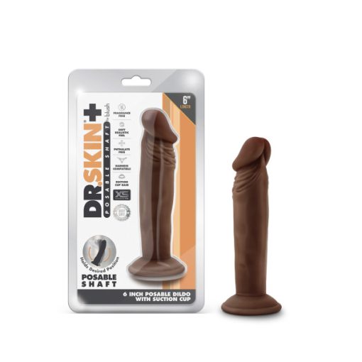 Dr Skin Plus 6In Poseable Dildo Chocolate Small & Medium Dildos Main Image