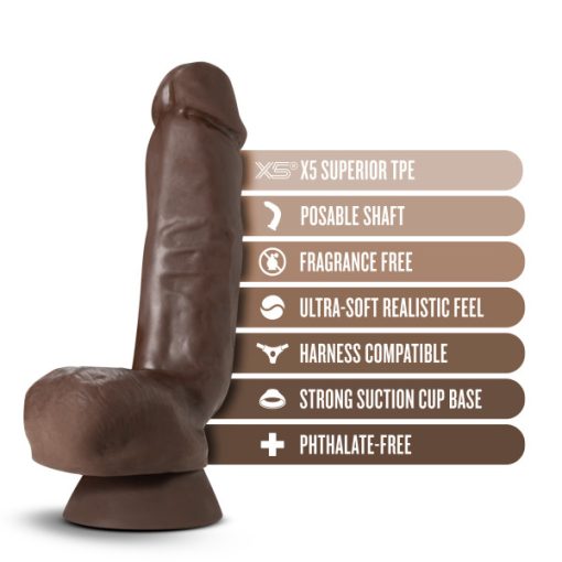 Dr Skin Plus 8In Thick Dildo W/ Squeezable Balls Chocolate Large Dildos 3