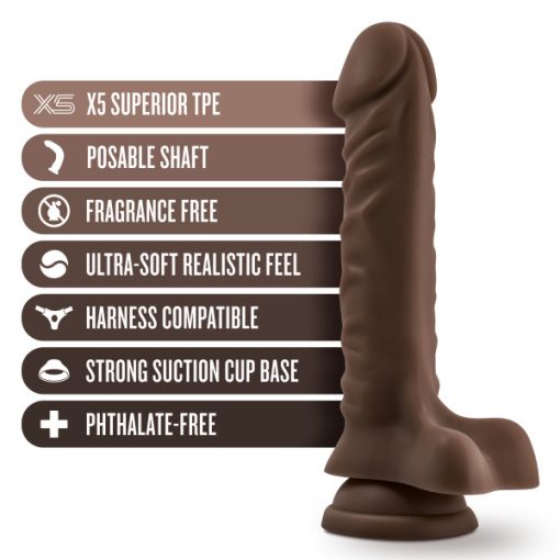 Dr Skin Plus 9In Posable Dildo W/ Balls Chocolate Large Dildos Main Image