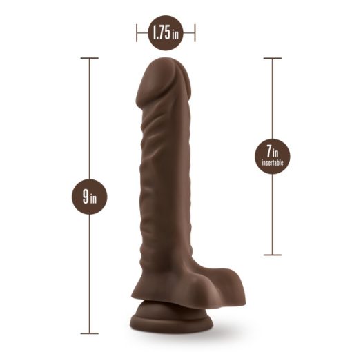 Dr Skin Plus 9In Posable Dildo W/ Balls Chocolate 2