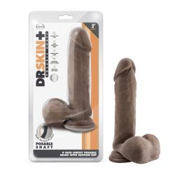 Dr Skin Plus 9In Thick Posable Dildo W/ Balls Chocolate Large Dildos Main Image