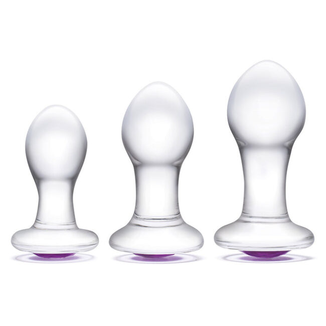 Glas 3Pc Bling Bling 3 3.5" 4" Glass Anal Training Kit " Anal Trainer Kits 3