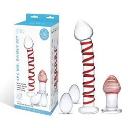 Glas 4Pc Mr Swirly Set W/ Glass Kegal Balls & Butt Plug Anal Trainer Kits Main Image