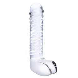 Glas 8 Realistic Ribbed Glass G-Spot Dildo W Balls " Large Dildos Main Image