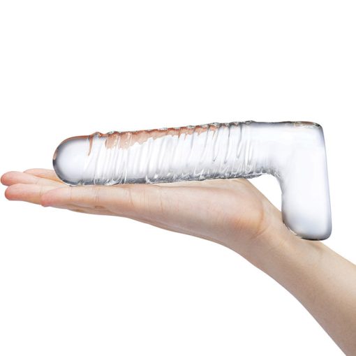 Glas 8 Realistic Ribbed Glass G-Spot Dildo W Balls " - Image 4